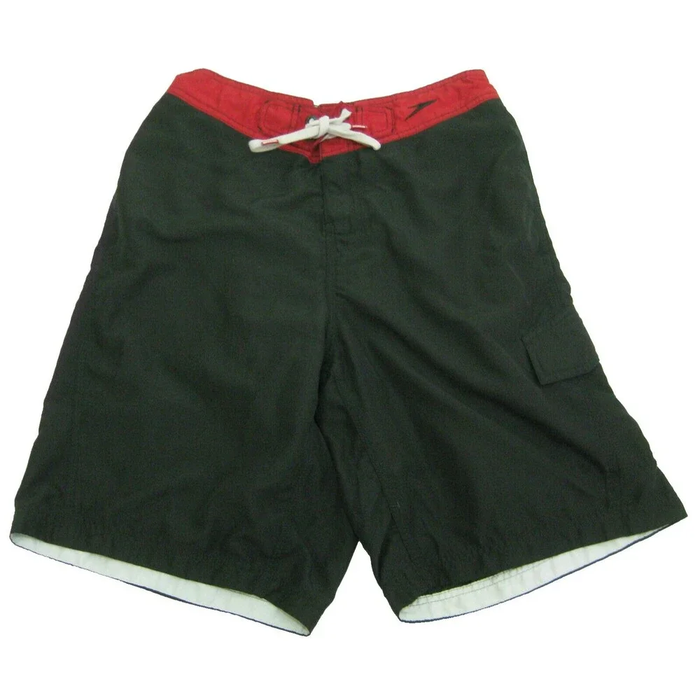 SPEEDO Men's (Size Medium) Black Red Swim Shorts Swimming Trunks Beach Swimwear